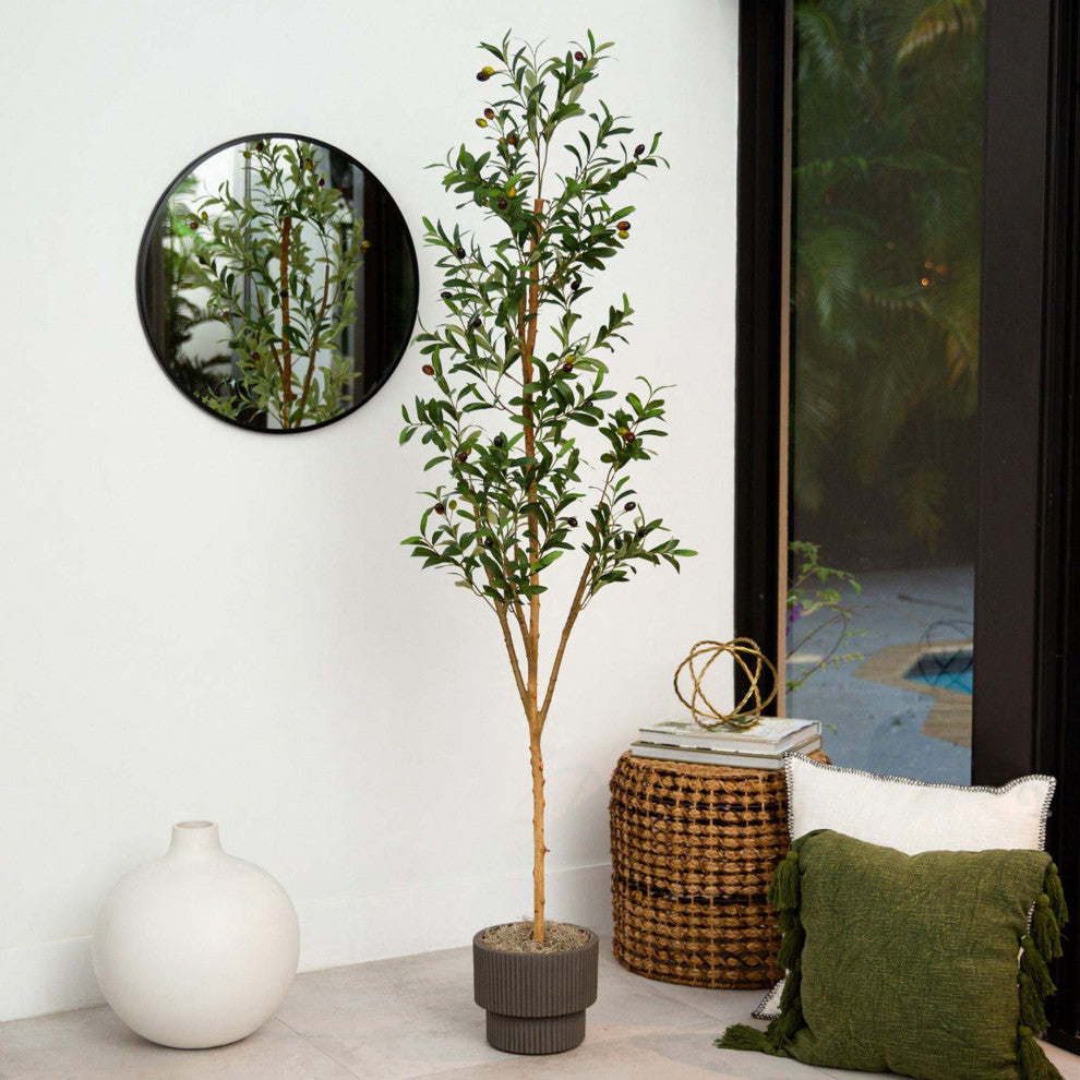 6ft. Artificial Olive Tree With Natural Trunk