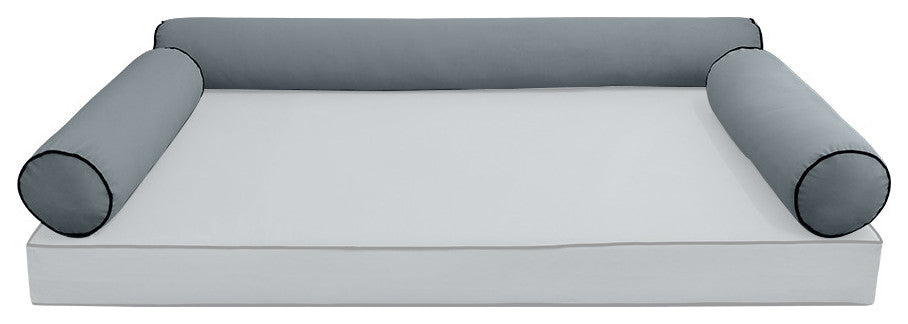 STYLE V6 Full Velvet ContrastPipe Indoor Daybed Bolster Pillow |COVER ONLY|AD347