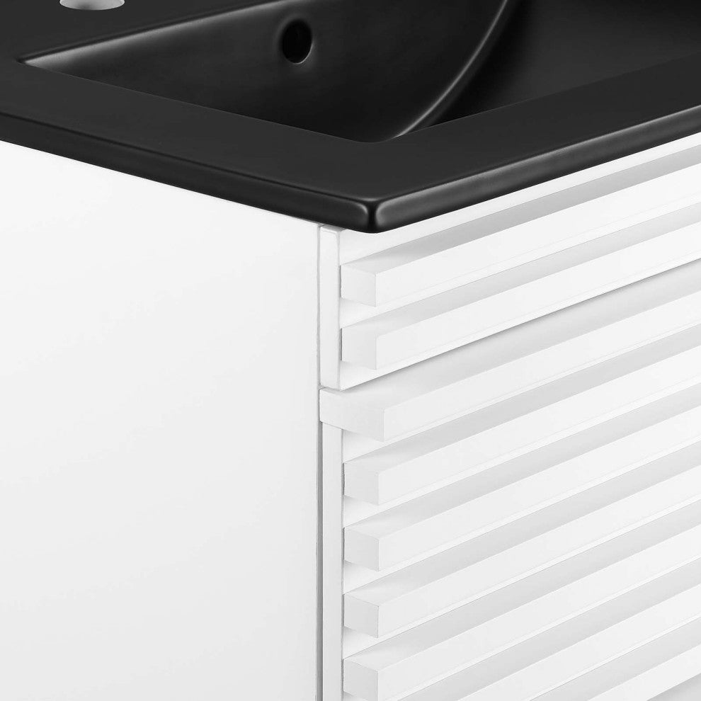 Render 24" Wall-Mount Bathroom Vanity, White Black