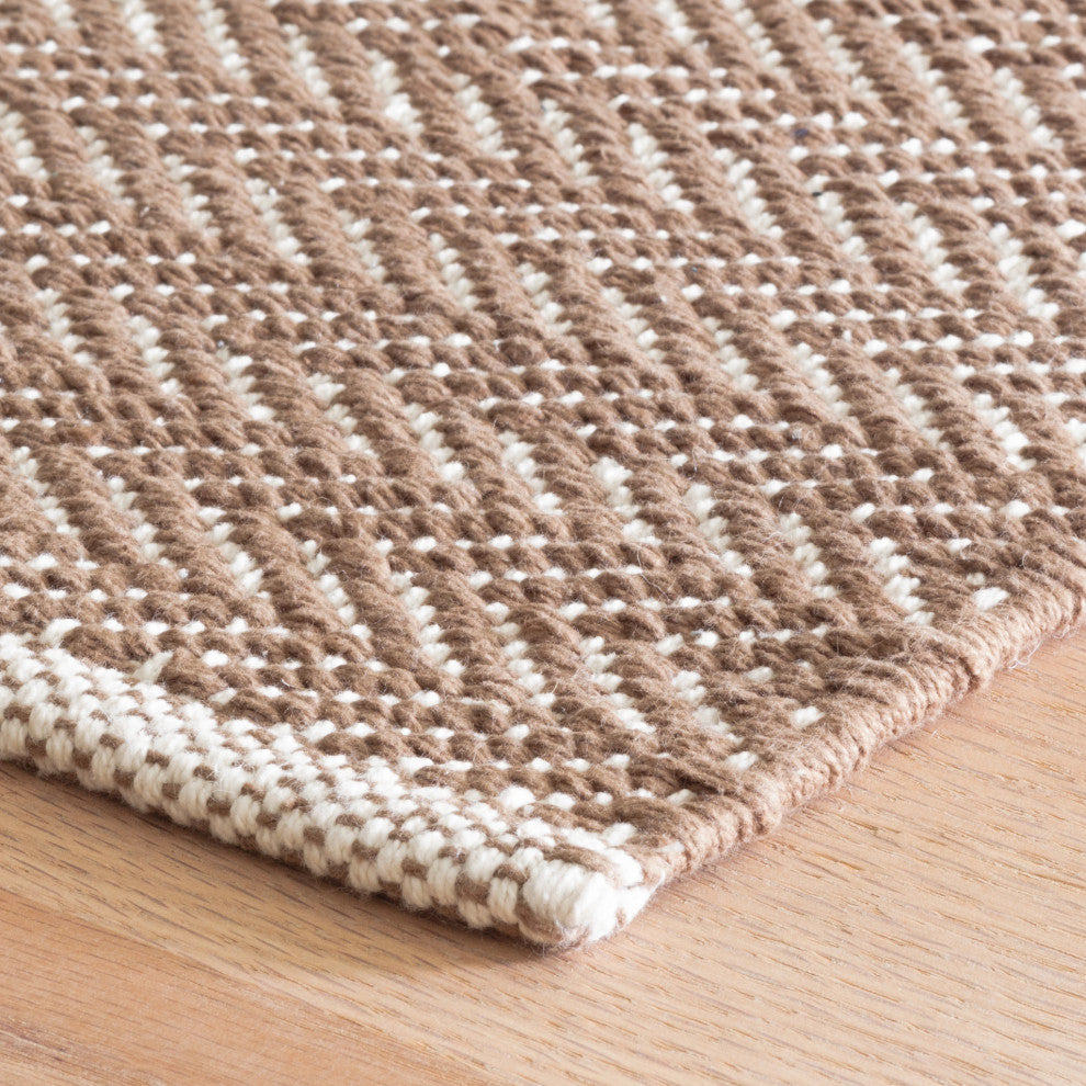 Dash & Albert Herringbone Stone Handwoven Cotton Rug, Natural, Runner-2'6" x 12'