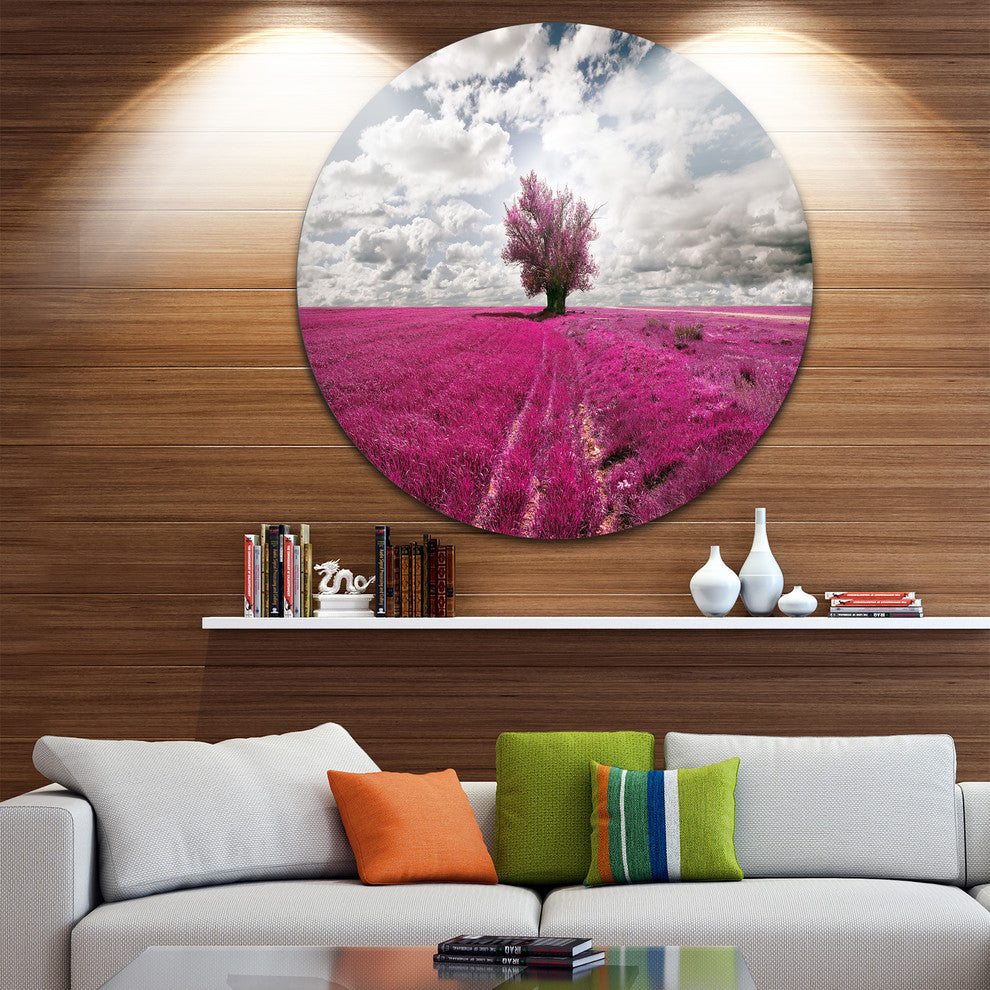 Purple Tree Dreamscape, Landscape Photo Disc Metal Artwork, 23"