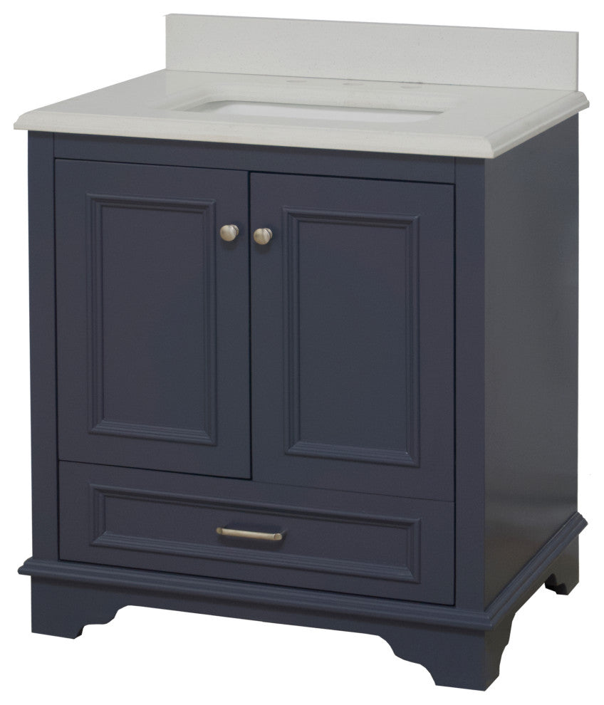 Nantucket 30" Bathroom Vanity, Marine Gray, Quartz
