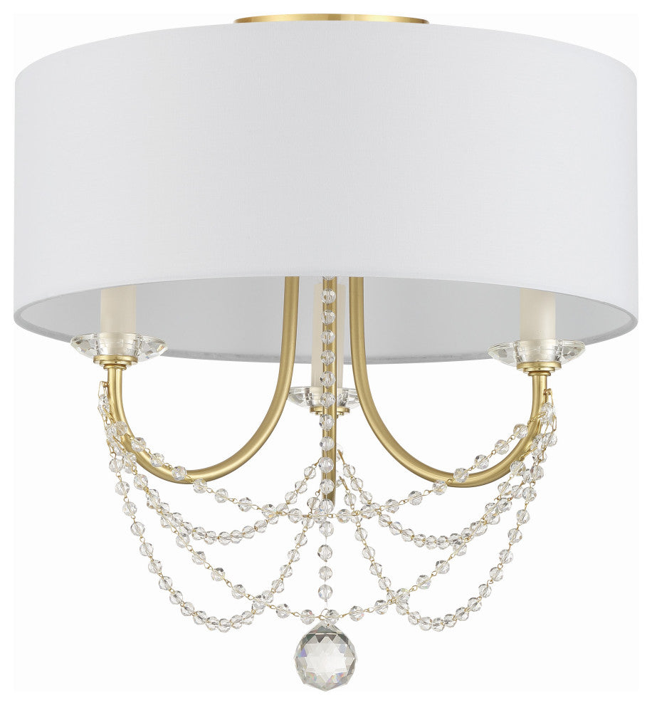 Delilah 3-Light Aged Brass Ceiling Mount