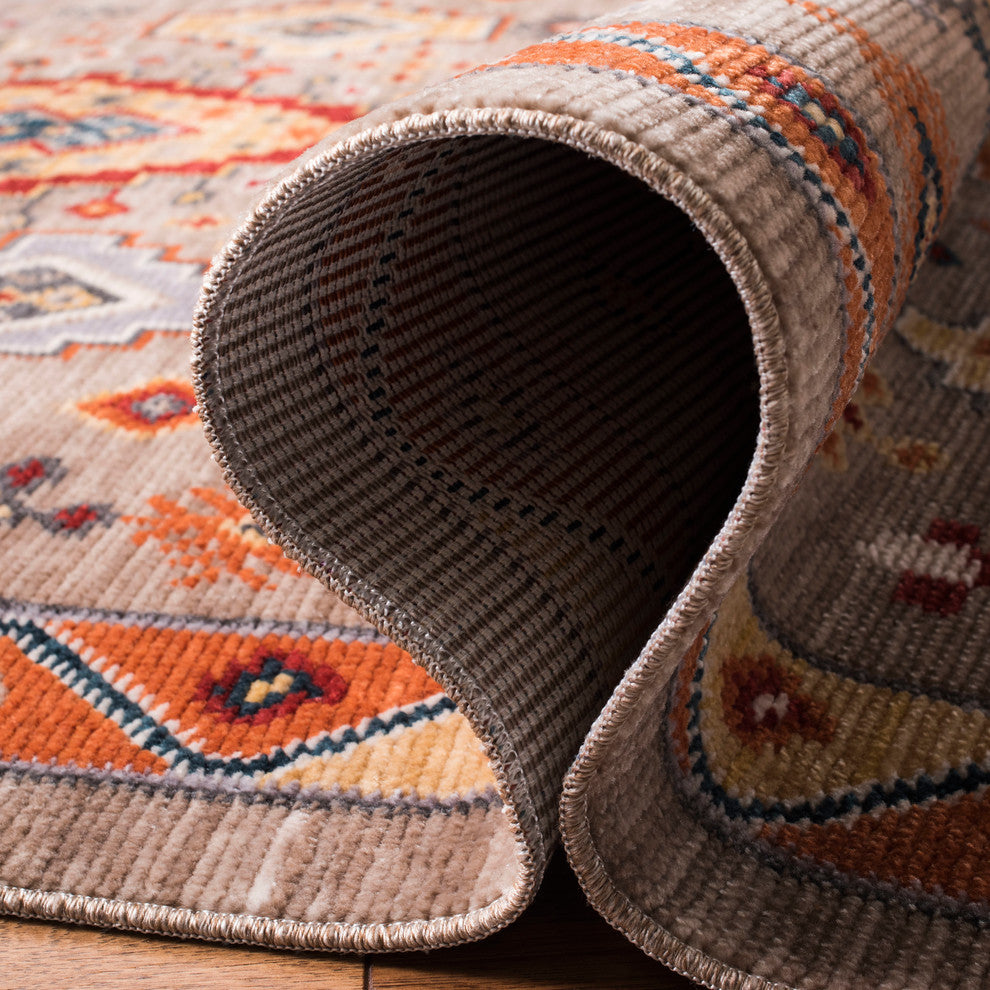 Safavieh Farmhouse Collection FMH848 Rug, Taupe/Orange, 2'x8'