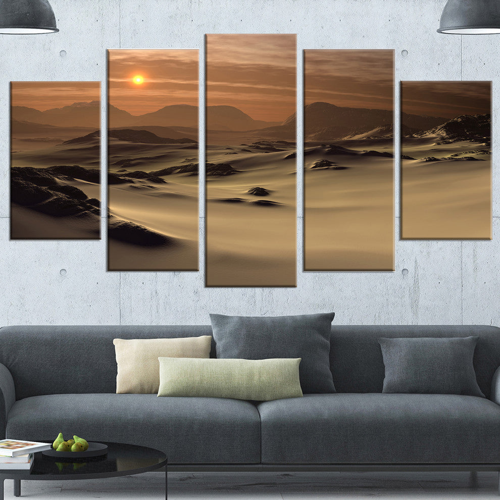 Beautiful Brown Fantasy Terrain, Landscape Canvas Art Print, 60"x32", 5 Panels