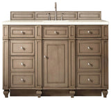 Bristol 60" Single Vanity, Whitewashed Walnut, w/ 3 CM Eternal Marfil Quartz Top
