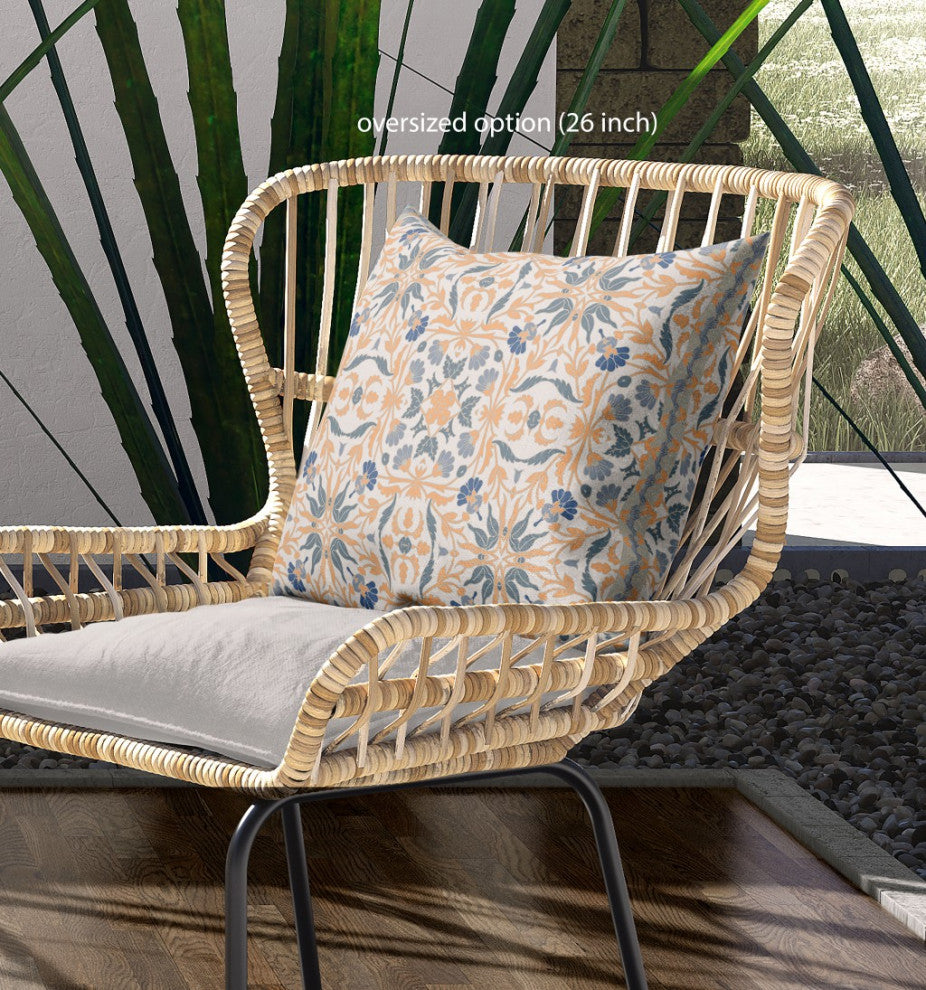 16 Gray Orange Paisley Indoor Outdoor Throw Pillow