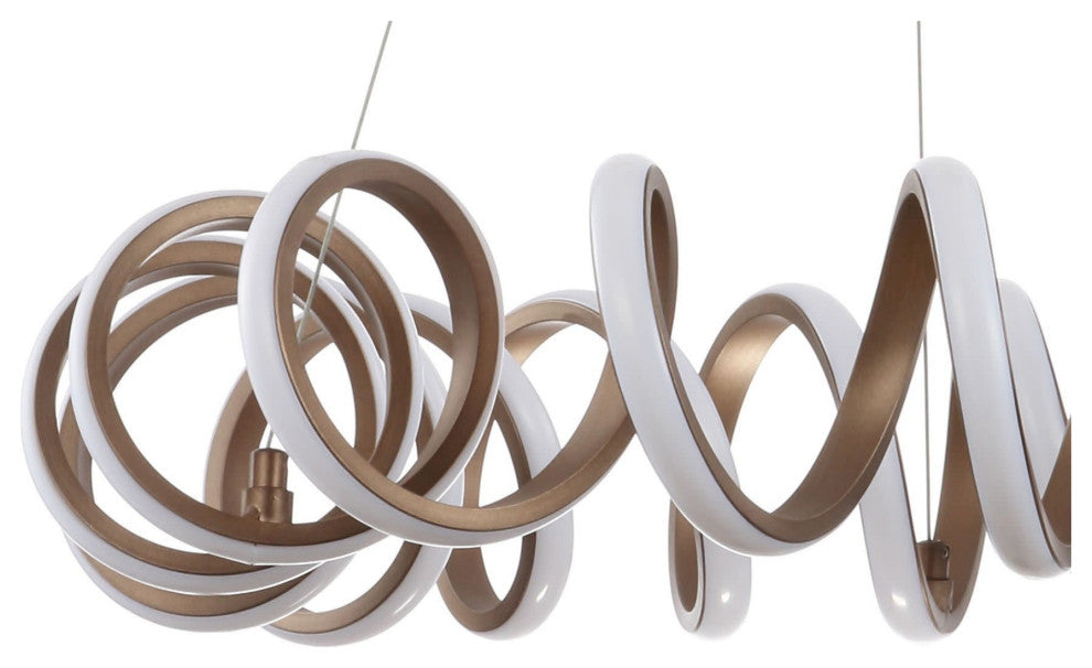 JONATHAN Y Lighting JYL7208 Cursive 24"W LED Ring Chandelier - Coffee