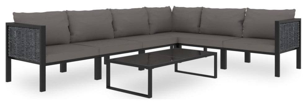 vidaXL Sectional Corner Sofa With Left Armrest Poly Rattan Anthracite