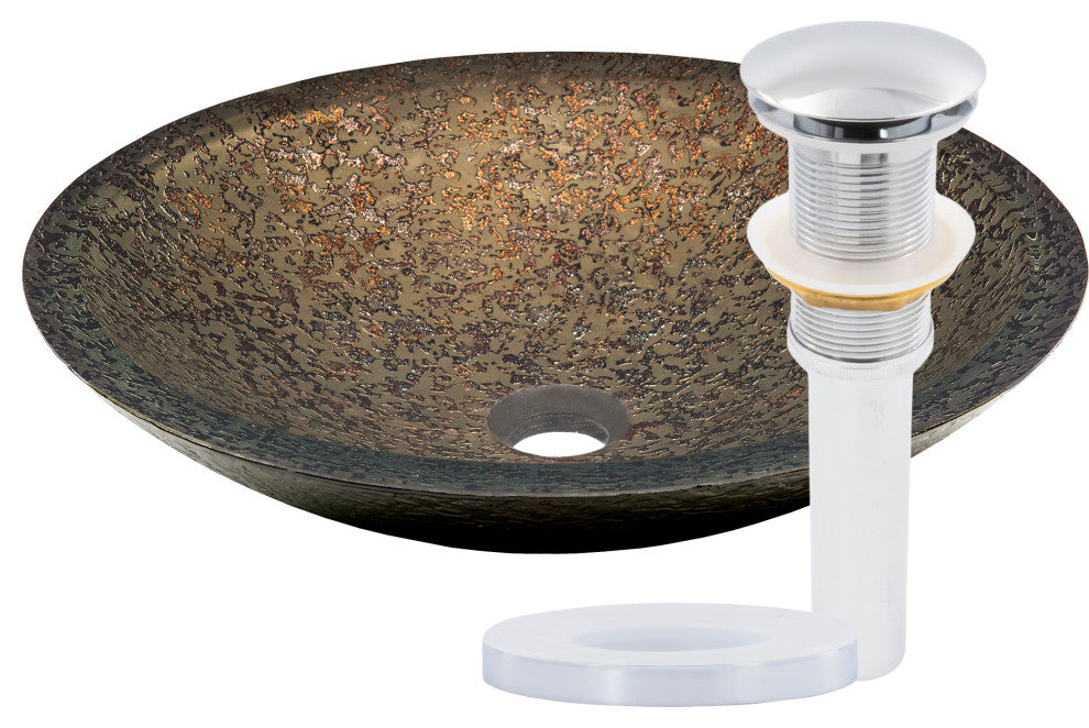 Laghetto Glass Vessel Sink and Drain, Chrome