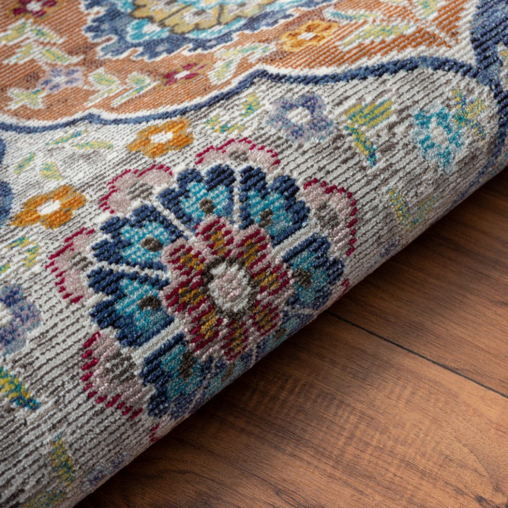 8" x 10" Blue Trellis Mosaic Area Rug