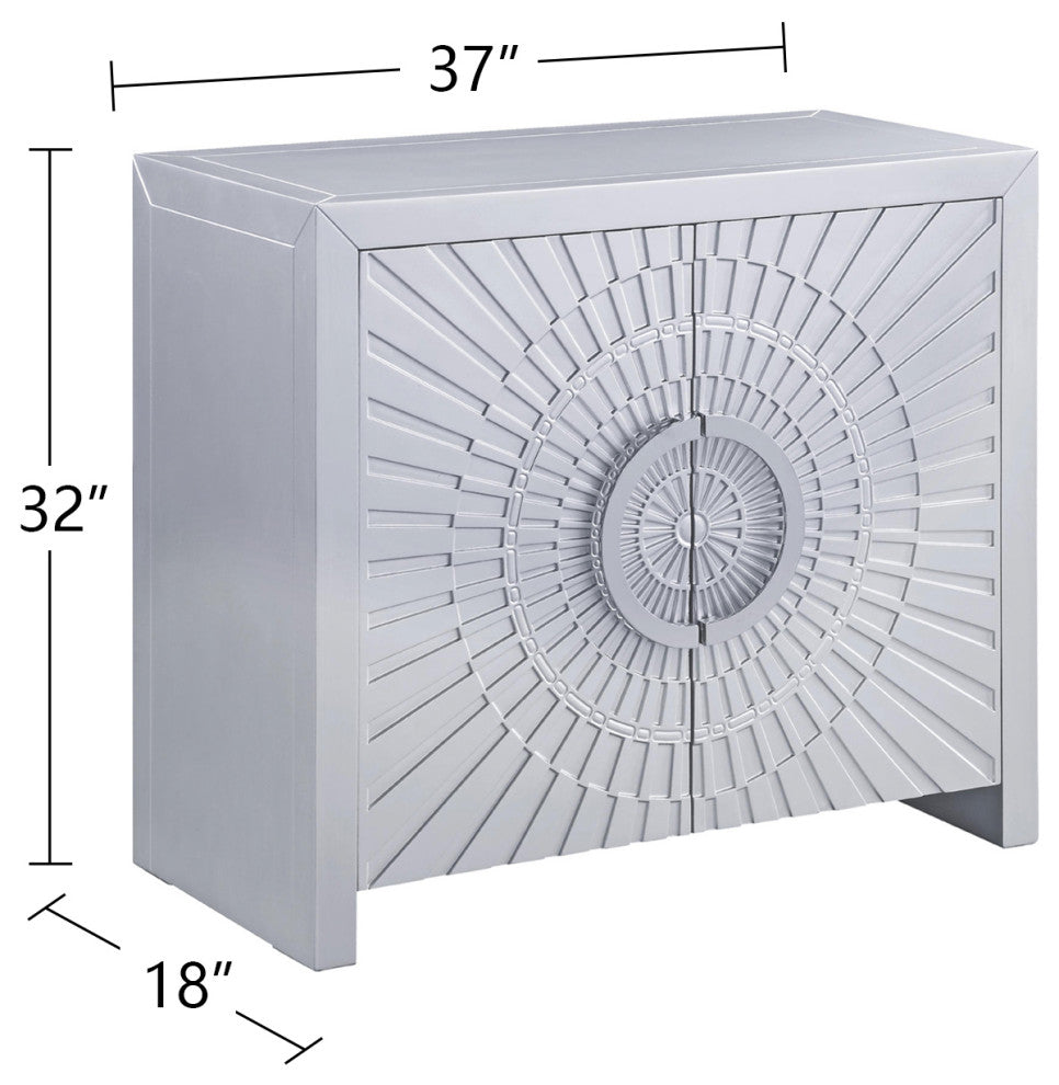 Wood Console Table With 2 Doors, Platinum Finish