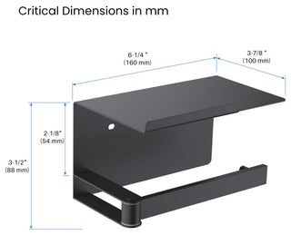 Deco Toilet Paper Holder With Shelf, Matte Black