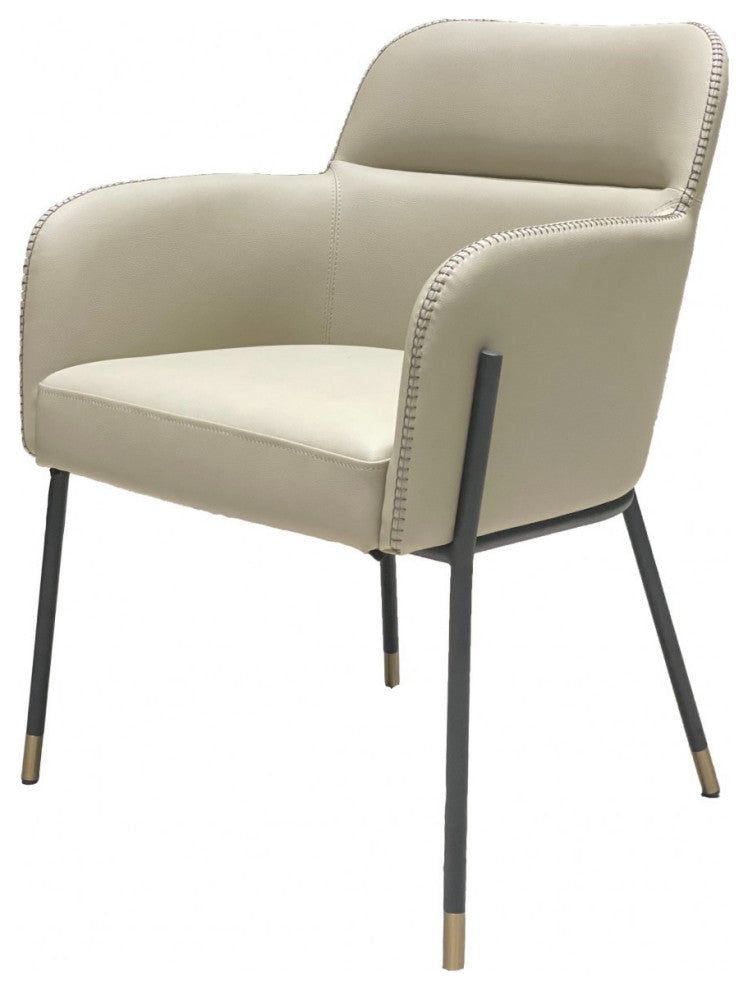 Pale Gray Faux Leather Modern Dining or Side Chair