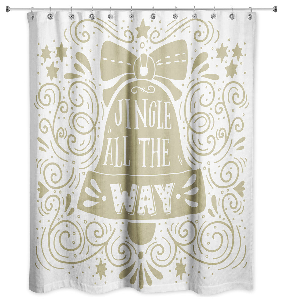 Gold Jingle Bells 71x74 Shower Curtain