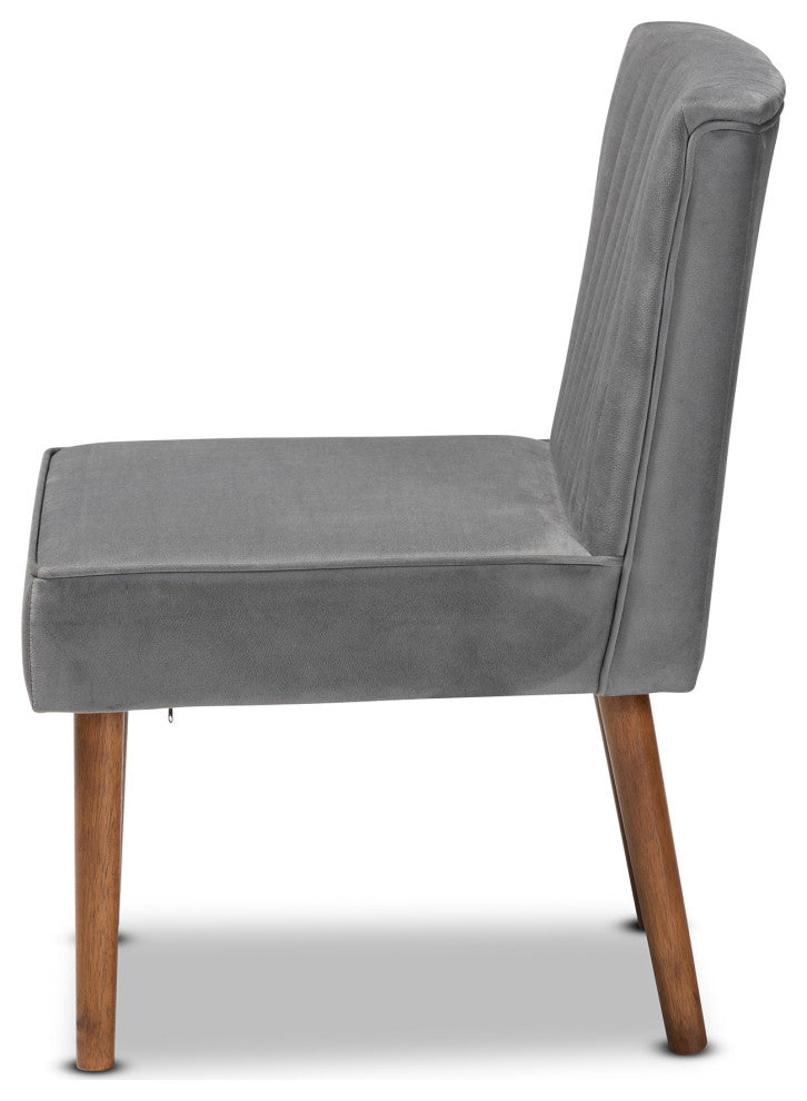 Venera Mid-Century Modern Dining Collection, Gray/Walnut Brown, Dining Chair