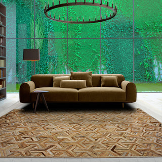 Cowhide Patchwork Rug, Nemesis, Taupe, 9'x12'