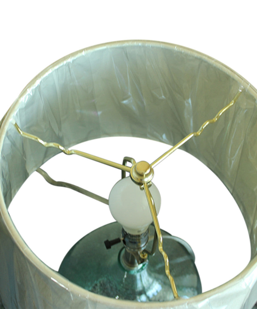 19"h Artisanal Hand-Blown Aqua Green Sea Glass Coastal Style Table Lamp with Tex