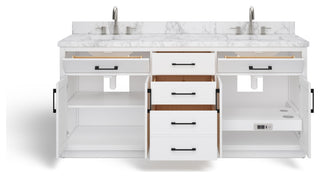 The Hudson Bathroom Vanity, White, 72", Double Sink, Freestanding
