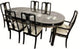 Black Lacquered With Mother Of Pearl Oriental Dining Table Set