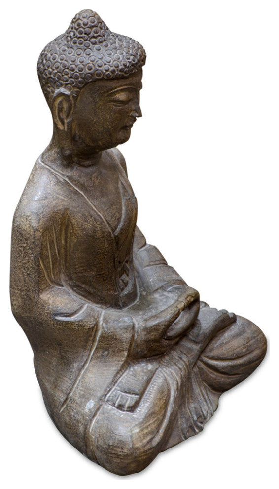 Stone Oriental Meditating Buddha Statue