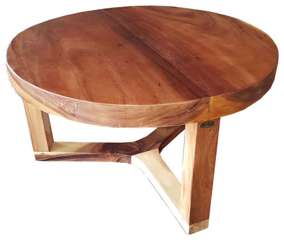 Suar Live Edge Round Coffee Table, 32"