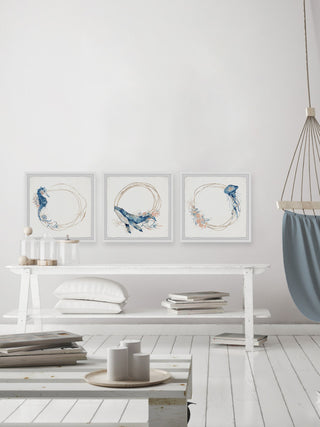 Deep Sea Creatures Triptych, 3-Piece Set, 18x18 Panels