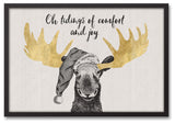 Christmas Comfort Moose 20x30 Black Framed Canvas