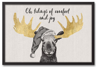Christmas Comfort Moose 20x30 Black Framed Canvas