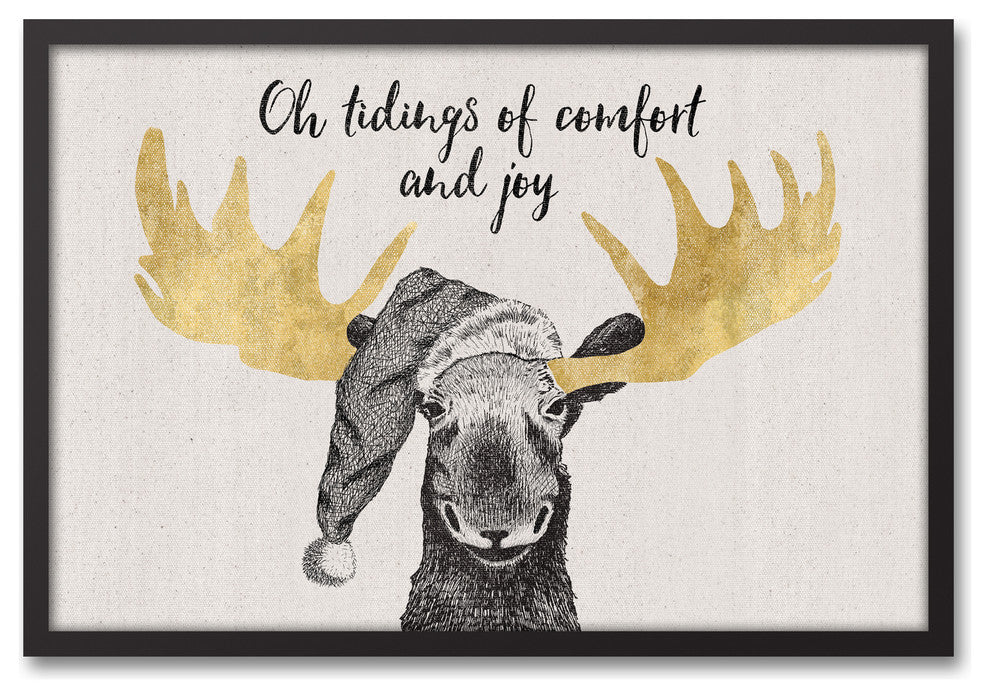 Christmas Comfort Moose 20x30 Black Framed Canvas