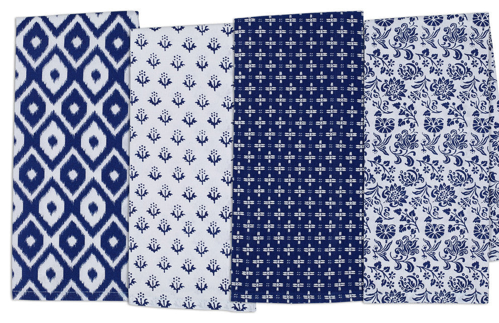 Blue Market Dishtowel, Set of 4