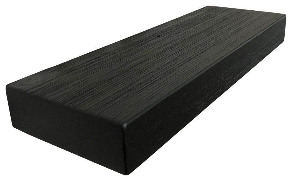 Rustic, Floating Shelf, 2" Thick x 6" Deep, Mountable, Black, 18"