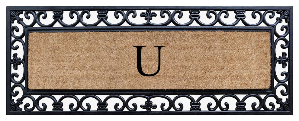 First Impression Hand Crafted Myla Monogrammed Large Entry Doormat, 18"x48", U