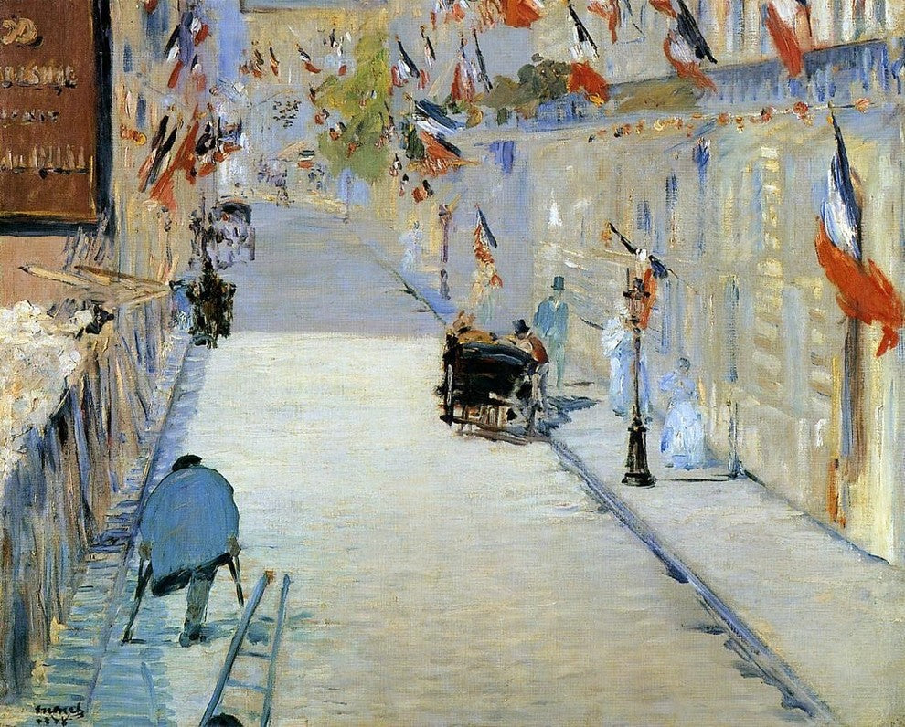 Edouard Manet Rue Mosnier Decorated With Flags Wrapped Canvas, 20"x25"