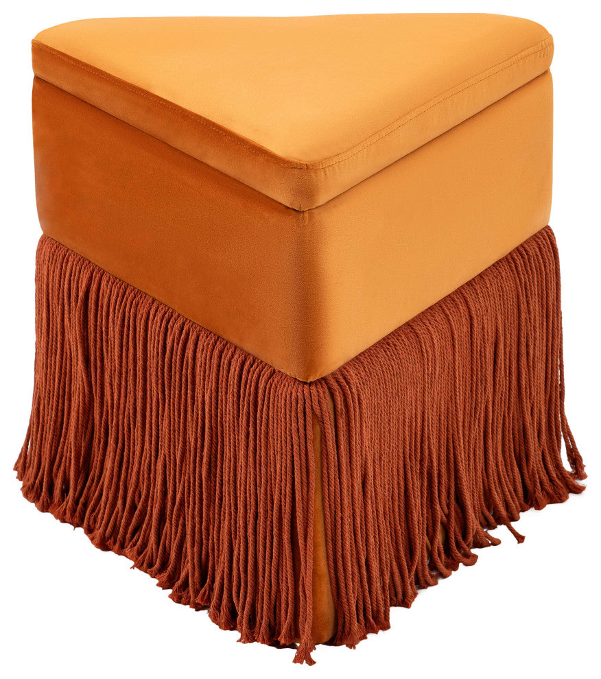 Trivoli Upholstered Ottoman/Stool, Cognac, Velvet