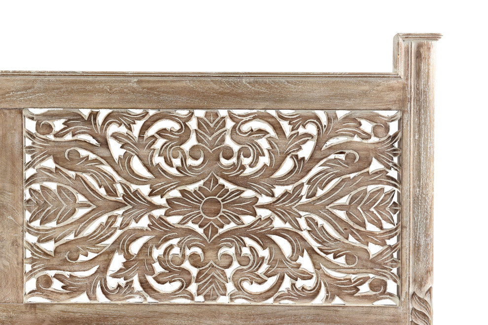 Delaney Floral Carved Bed, Limestone Gray, King