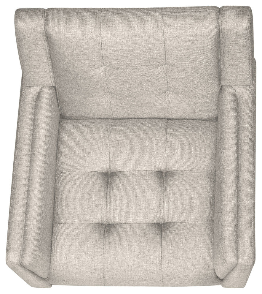 GDF Studio Evelyn Mid Century Modern Fabric Arm Chair, Beige/Walnut