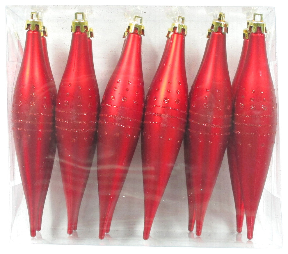 Red Finial Ornament With Dot Design 12-Pack