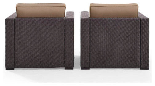 Biscayne Outdoor Wicker Chairs, Set of 2, Mocha