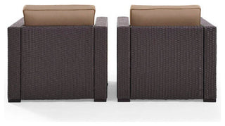 Biscayne Outdoor Wicker Chairs, Set of 2, Mocha