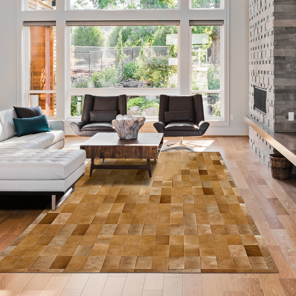 Cowhide Patchwork Rug, Daedalus, Shiitake, 8'x10'