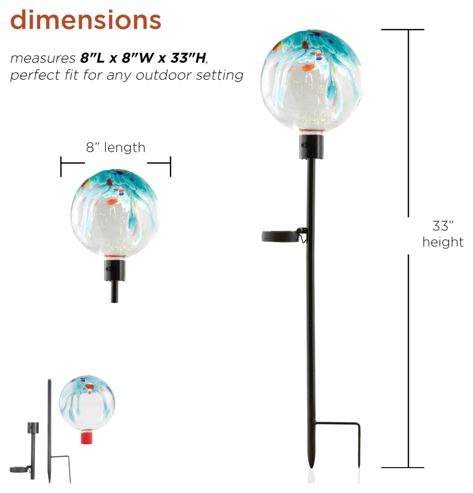 Solar Colorful Raindrop Splashes Glass Ball LED Garden Stake