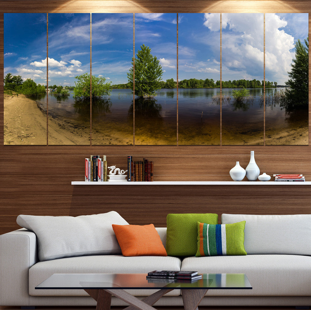 Small Flood Panorama, Landscape Canvas Art Print, 83"x32", 7 Panels