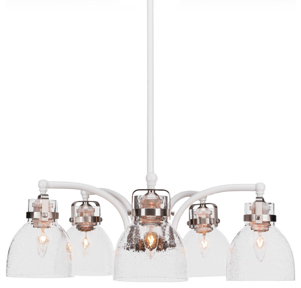 Easton 5-Light Chandelier, White & Brushed Nickel/Clear Bubble