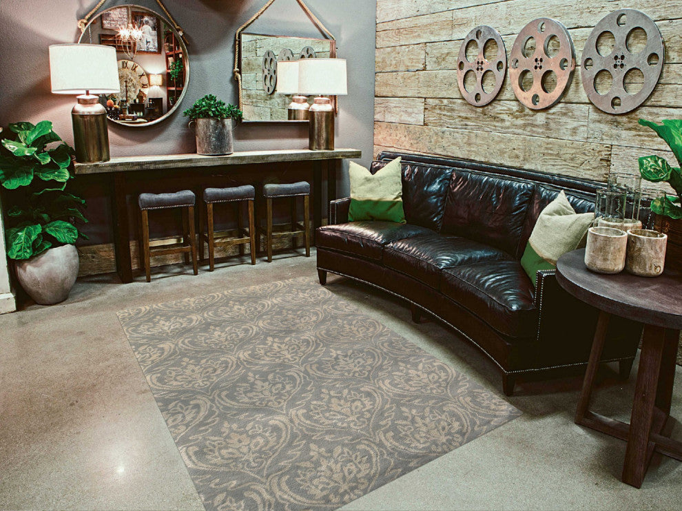 8" X10" X 0.5" Gray Wool Area Rug