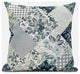 18" Gray White Floral Zippered Suede Throw Pillow