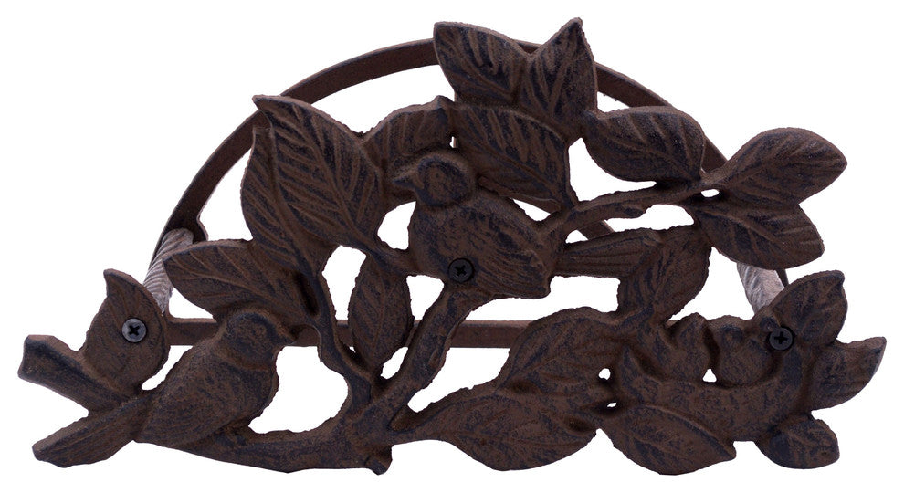 Garden Hose Holder, Birds In Bush, Cast Iron, 12.5" Long