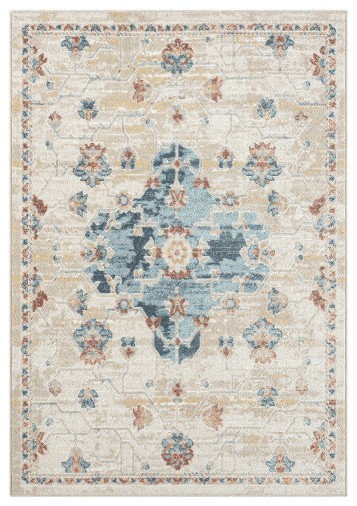 5' x 7' Ivory Medallion Area Rug