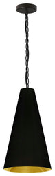 1 Light Small Anaya Matte Black Pendant with Black/Gold Shade