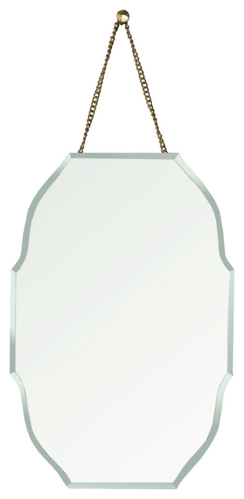 Rounded Octagon Beveled Hanging Mirror
